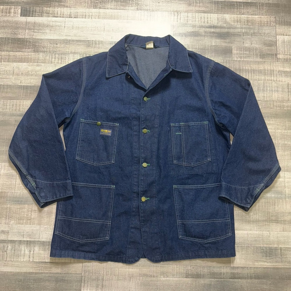Vintage OshKosh B'gosh Denim Chore Work Jacket Barn Coat SZ 44R Made in USA